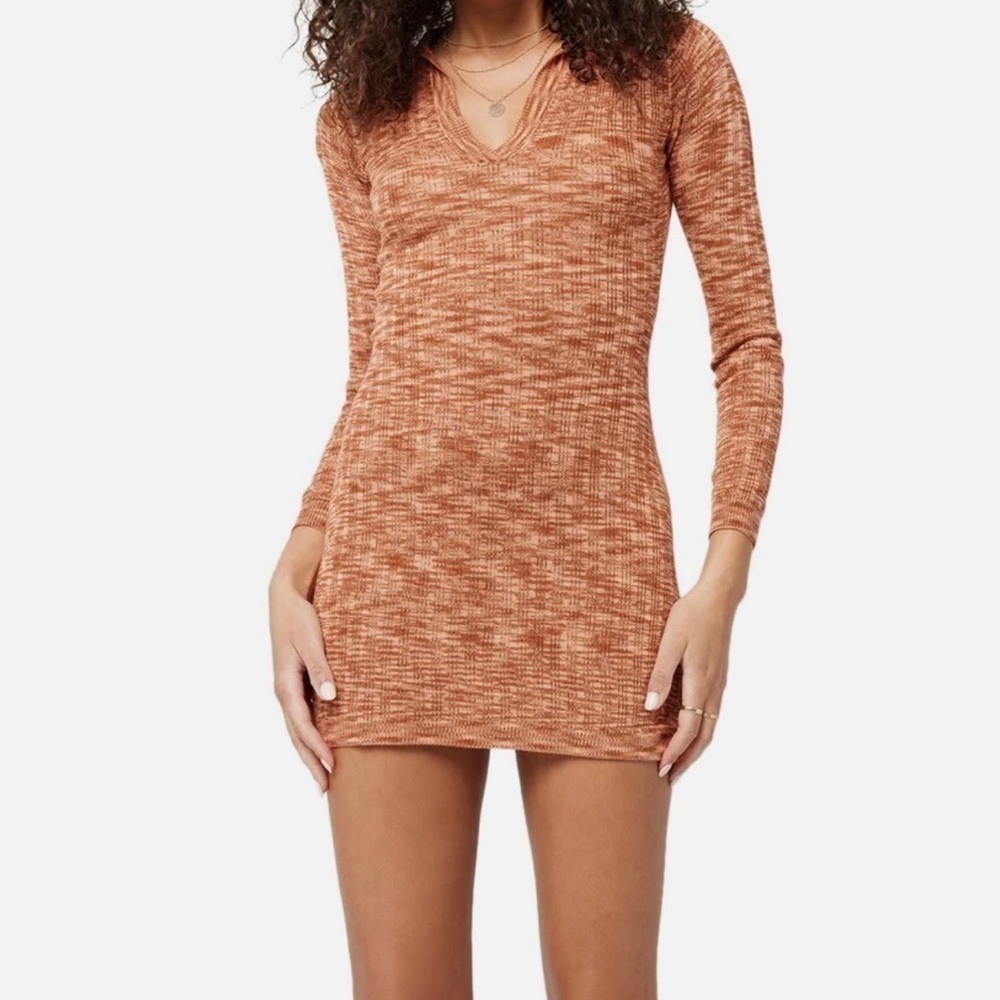 L*Space Aria Long Sleeve Vneck Mini Knit Dress Size L - NWT